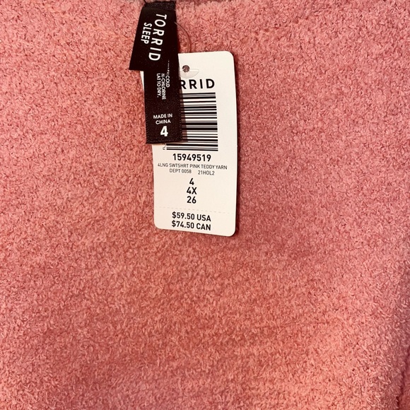 TORRID Pink Teddy Yarn Lounge Sweatshirt size 4X/26 - Picture 5 of 5